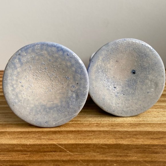 Vintage German Ceramic Oil & Vinegar Bottles (Essig & Oel, Blue Salt Glaze) - Picture 5 of 6